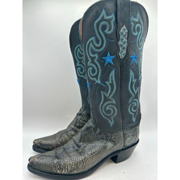 Lucchese 1883 Women's Western Cowboy Boots black & Blue Python Leather 7 - Picture 6 of 16